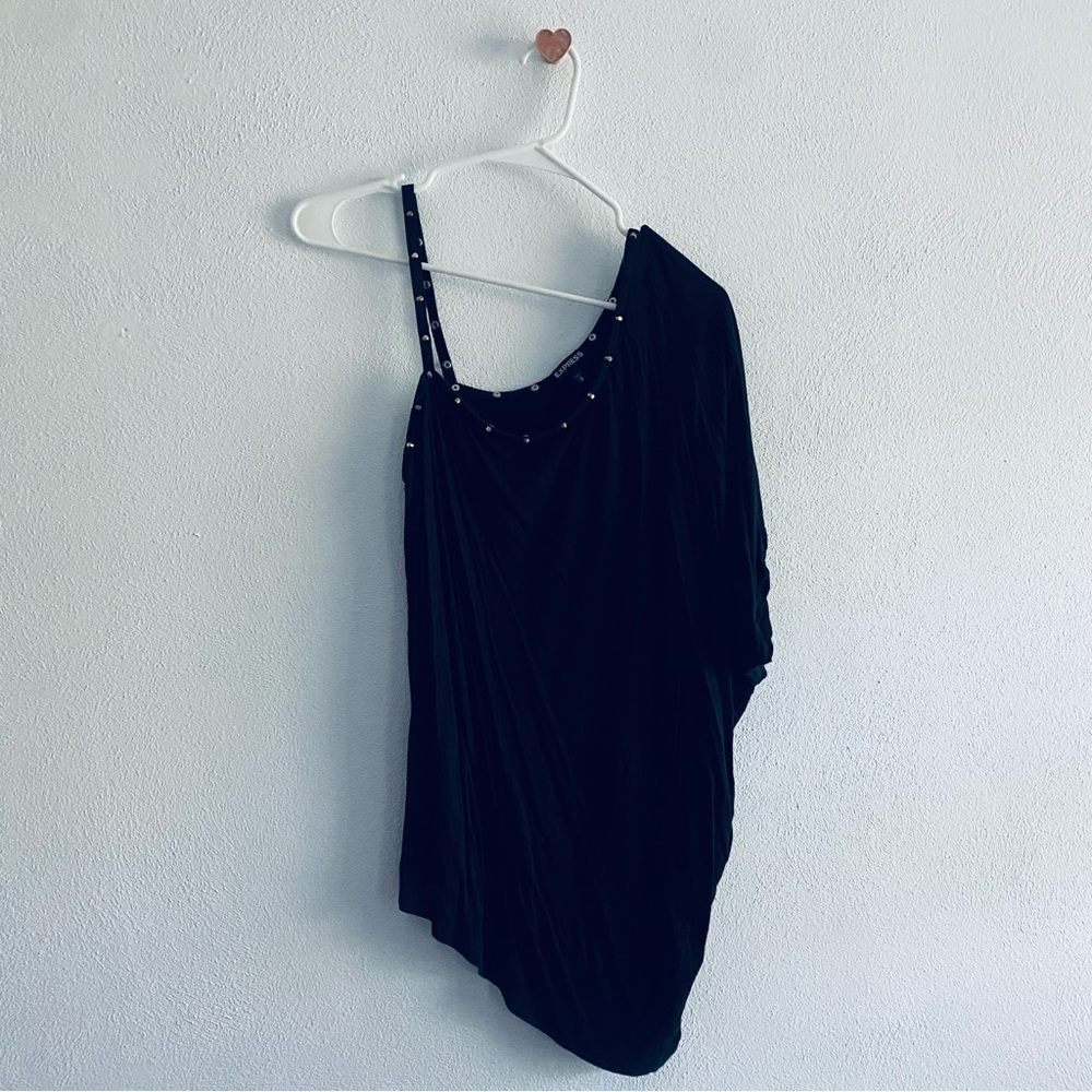 Express black studded detail off shoulder blouse